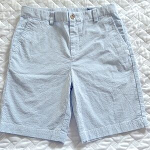 Vineyard Vines Boys Blue Seersucker Stripe Shorts w/ Adjustable Waist - Size 12